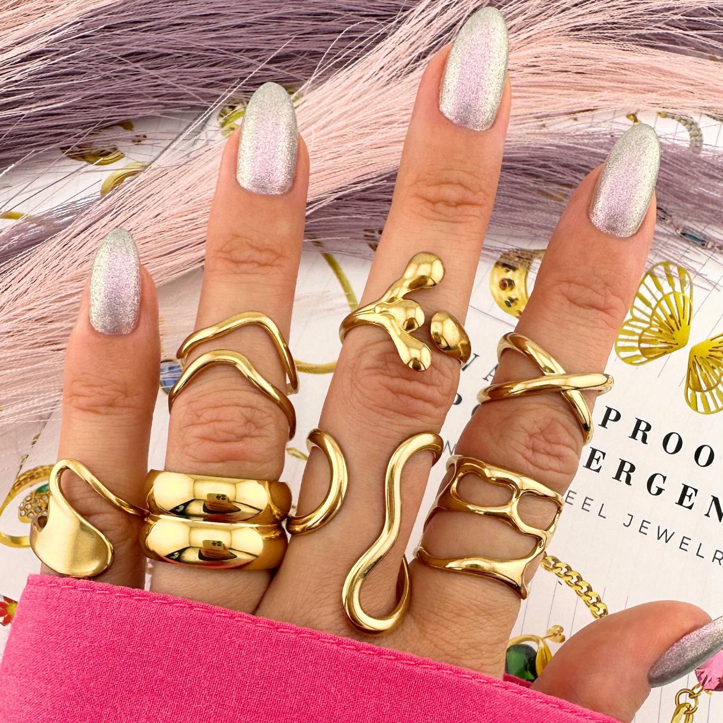 GYŰRŰ, 18K ARANYOZOTT NEMESACÉL