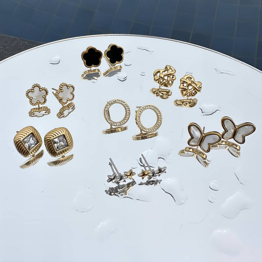 FÜLBEVALÓ, 18K ARANYOZOTT NEMESACÉL