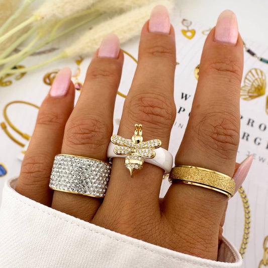 GYŰRŰ, 18K ARANYOZOTT NEMESACÉL