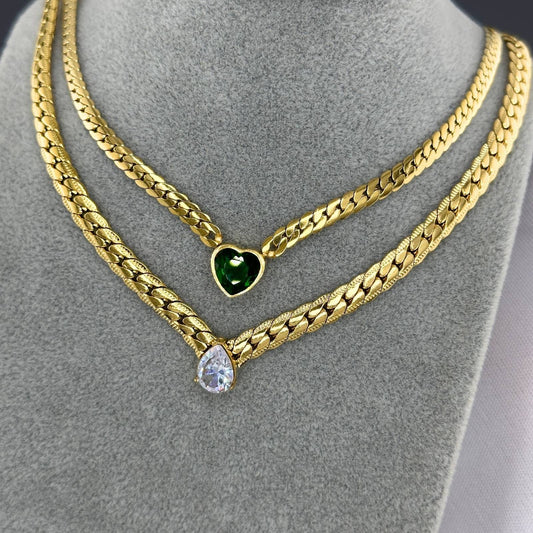 SZÍV ALAKÚ NYAKLÁNC, 18K  ARANYOZOTT NEMESACÉL