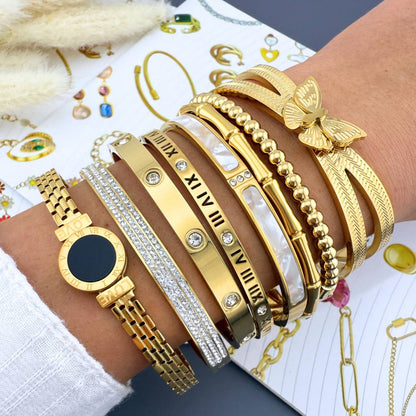 KARKÖTŐ, 18K  ARANYOZOTT NEMESACÉL