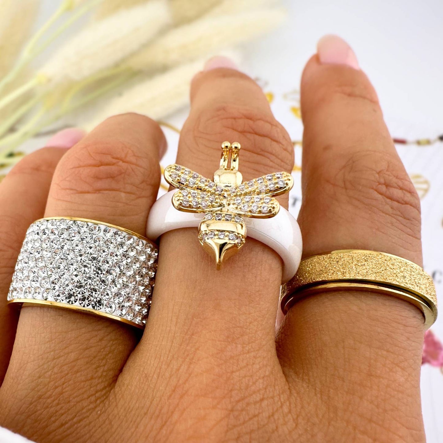 GYŰRŰ, 18K ARANYOZOTT NEMESACÉL