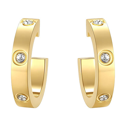 FÜLBEVALÓ, 18K  ARANYOZOTT NEMESACÉL