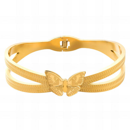 PILLANGÓ KARKÖTŐ, 18K  ARANYOZOTT NEMESACÉL