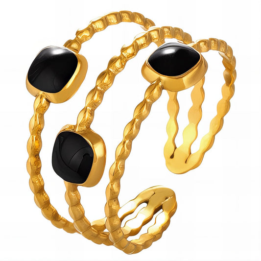 GYŰRŰ, 18K  ARANYOZOTT NEMESACÉL