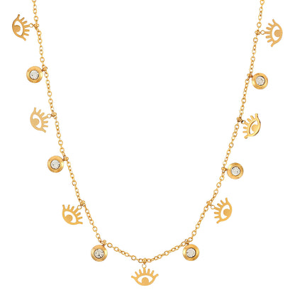 GONOSZ SZEMEK NYAKLÁNC, 18K  ARANYOZOTT NEMESACÉL