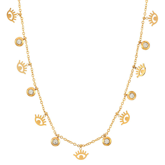 GONOSZ SZEMEK NYAKLÁNC, 18K  ARANYOZOTT NEMESACÉL