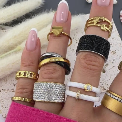 GYŰRŰ, 18K ARANYOZOTT NEMESACÉL