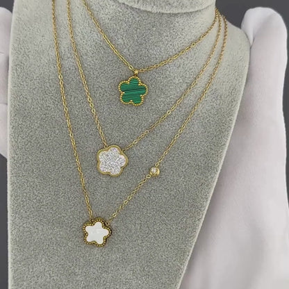 VIRÁG NYAKLÁNC, 18K  ARANYOZOTT NEMESACÉL