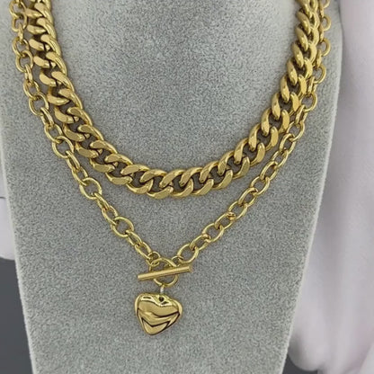 SZÍV ALAKÚ NYAKLÁNC, 18K  ARANYOZOTT NEMESACÉL