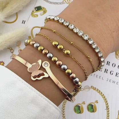 TENISZ KARKÖTŐ, 18K  ARANYOZOTT NEMESACÉL