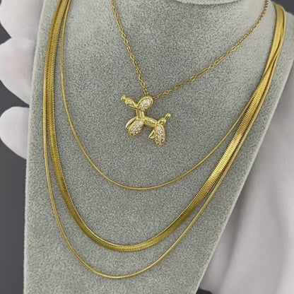 KUTYA NYAKLÁNC, 18K  ARANYOZOTT NEMESACÉL