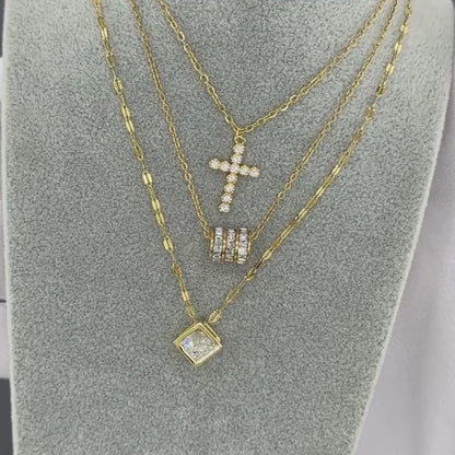 KERESZT NYAKLÁNC, 18K  ARANYOZOTT NEMESACÉL