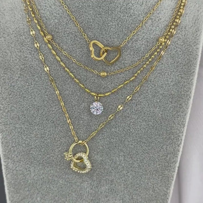 SZÍVEK NYAKLÁNC, 18K  ARANYOZOTT NEMESACÉL