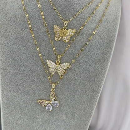 PILLANGÓ NYAKLÁNC, 18K  ARANYOZOTT NEMESACÉL