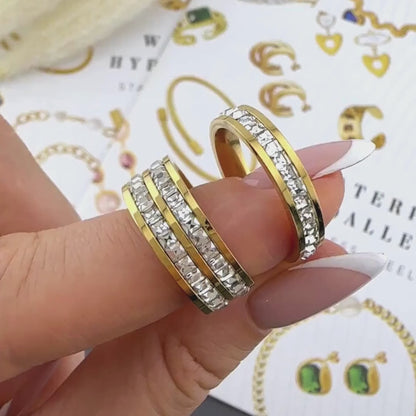 GYŰRŰ, 18K ARANYOZOTT NEMESACÉL